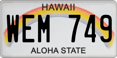 HI license plate WEM749