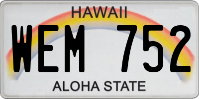 HI license plate WEM752