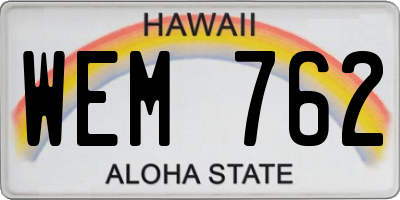 HI license plate WEM762