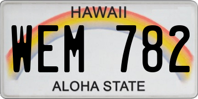 HI license plate WEM782
