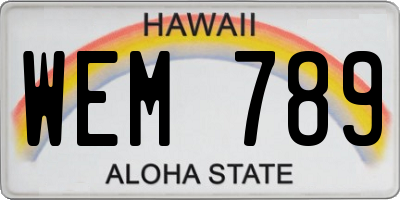 HI license plate WEM789