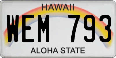 HI license plate WEM793