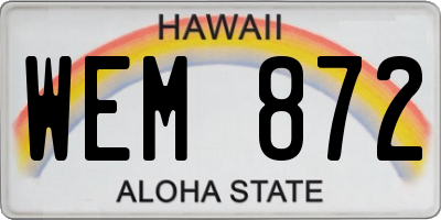 HI license plate WEM872
