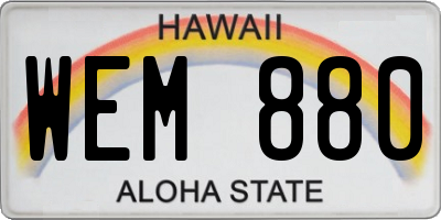 HI license plate WEM880