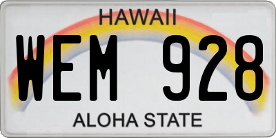 HI license plate WEM928