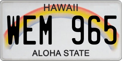 HI license plate WEM965