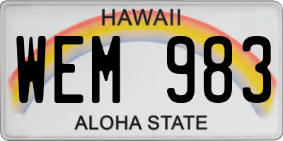 HI license plate WEM983