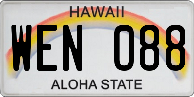 HI license plate WEN088