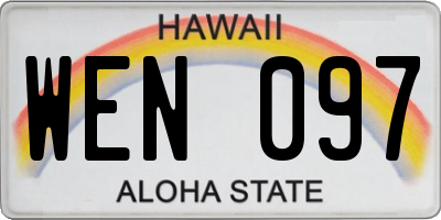 HI license plate WEN097