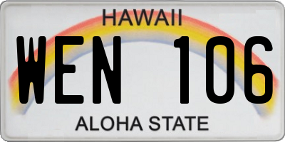 HI license plate WEN106