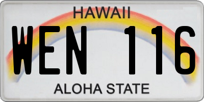 HI license plate WEN116