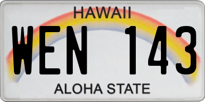 HI license plate WEN143