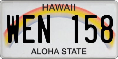 HI license plate WEN158