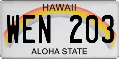 HI license plate WEN203