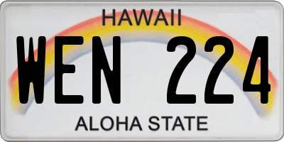 HI license plate WEN224
