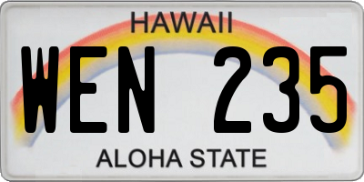 HI license plate WEN235