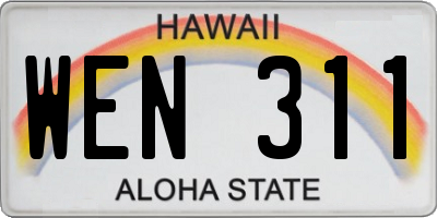 HI license plate WEN311