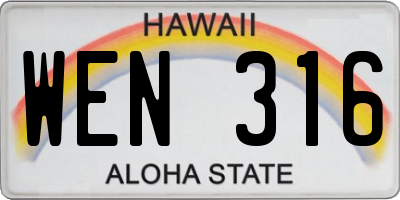 HI license plate WEN316