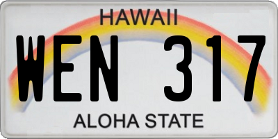 HI license plate WEN317