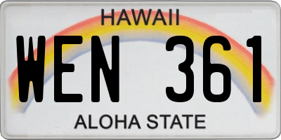 HI license plate WEN361