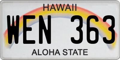 HI license plate WEN363