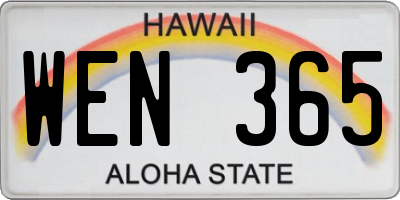 HI license plate WEN365