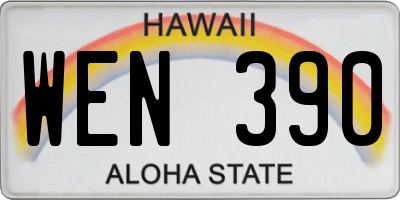 HI license plate WEN390