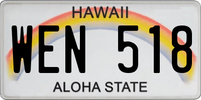 HI license plate WEN518