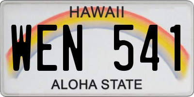 HI license plate WEN541