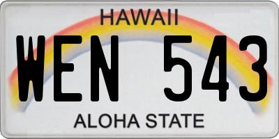 HI license plate WEN543