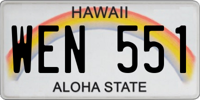 HI license plate WEN551