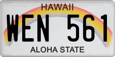 HI license plate WEN561
