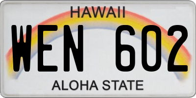 HI license plate WEN602