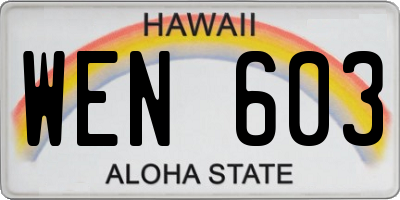 HI license plate WEN603
