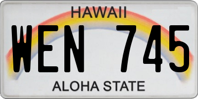 HI license plate WEN745