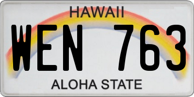 HI license plate WEN763