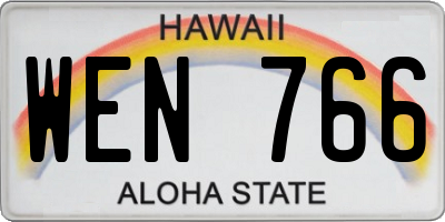 HI license plate WEN766