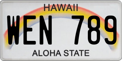 HI license plate WEN789