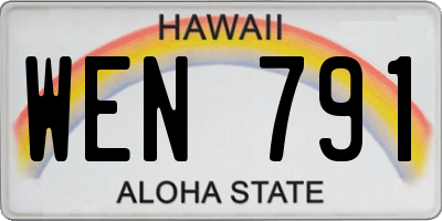 HI license plate WEN791