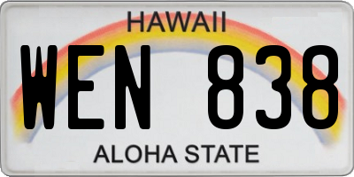 HI license plate WEN838