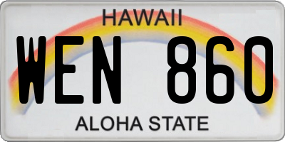 HI license plate WEN860