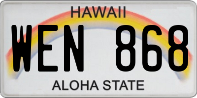 HI license plate WEN868