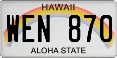 HI license plate WEN870