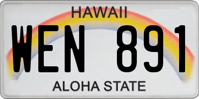 HI license plate WEN891