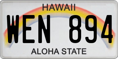 HI license plate WEN894