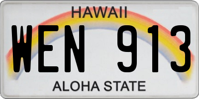 HI license plate WEN913