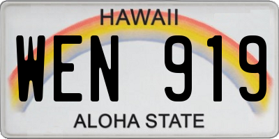 HI license plate WEN919