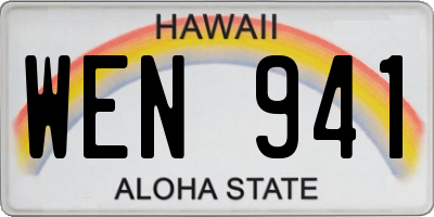 HI license plate WEN941