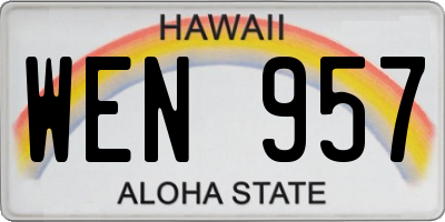 HI license plate WEN957