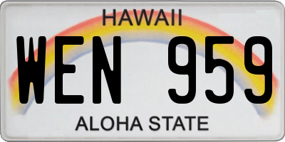 HI license plate WEN959